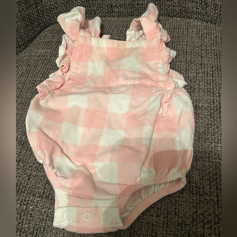 Mud Pie Pink and White Romper 6-9M